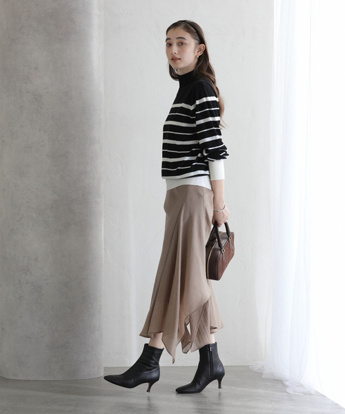 La TOTALITE（ラトータリテ）の「【洗える】ウォッシャブルウールフレンチボーダーニット（ニット/セーター・レディース・チャコールグレー/ブラック・FREE）」の11枚目の写真