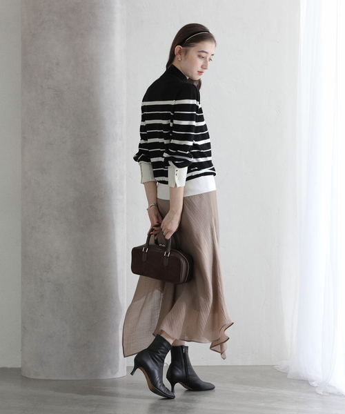 La TOTALITE（ラトータリテ）の「【洗える】ウォッシャブルウールフレンチボーダーニット（ニット/セーター・レディース・チャコールグレー/ブラック・FREE）」の12枚目の写真