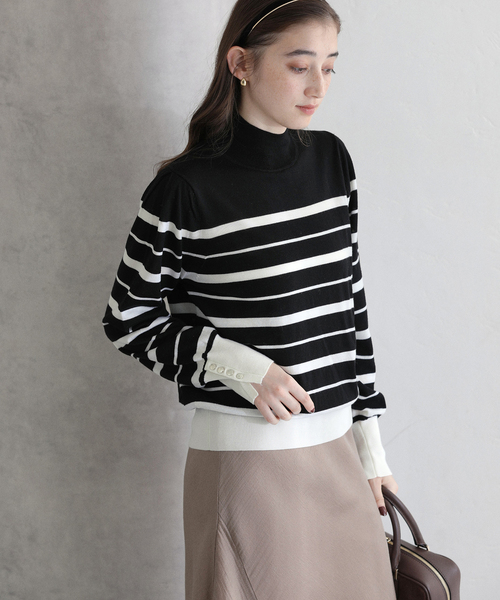 La TOTALITE（ラトータリテ）の「【洗える】ウォッシャブルウールフレンチボーダーニット（ニット/セーター・レディース・チャコールグレー/ブラック・FREE）」の13枚目の写真