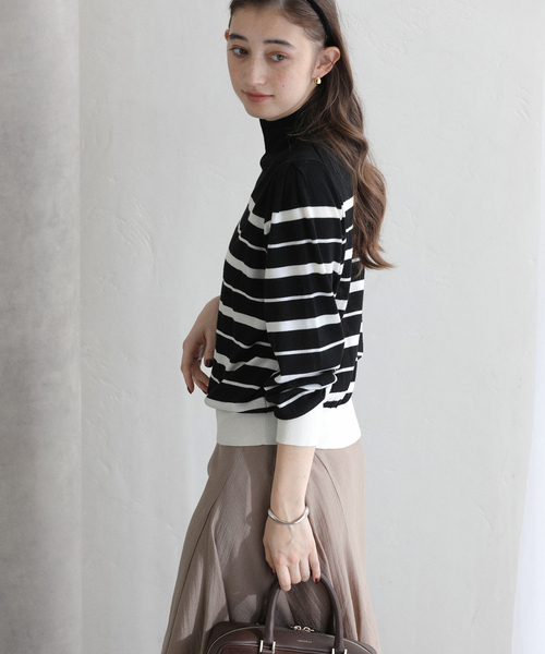 La TOTALITE（ラトータリテ）の「【洗える】ウォッシャブルウールフレンチボーダーニット（ニット/セーター・レディース・チャコールグレー/ブラック・FREE）」の14枚目の写真