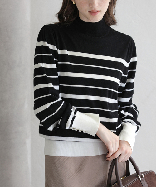 La TOTALITE（ラトータリテ）の「【洗える】ウォッシャブルウールフレンチボーダーニット（ニット/セーター・レディース・チャコールグレー/ブラック・FREE）」の16枚目の写真