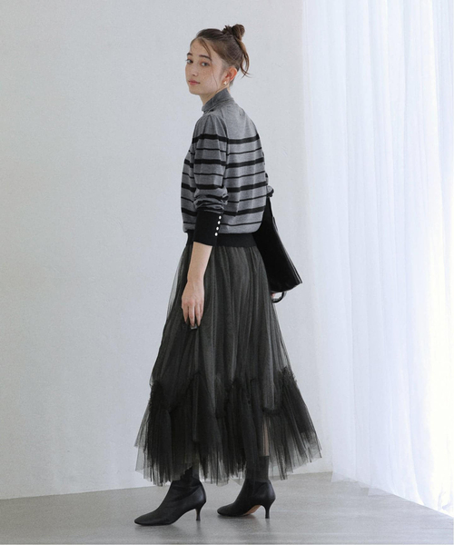 La TOTALITE（ラトータリテ）の「【洗える】ウォッシャブルウールフレンチボーダーニット（ニット/セーター・レディース・チャコールグレー/ブラック・FREE）」の19枚目の写真