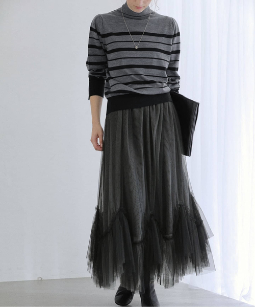 La TOTALITE（ラトータリテ）の「【洗える】ウォッシャブルウールフレンチボーダーニット（ニット/セーター・レディース・チャコールグレー/ブラック・FREE）」の20枚目の写真