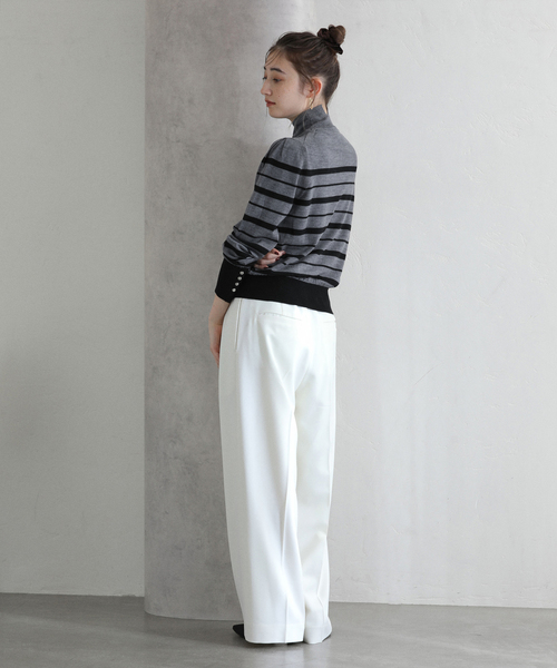 La TOTALITE（ラトータリテ）の「【洗える】ウォッシャブルウールフレンチボーダーニット（ニット/セーター・レディース・チャコールグレー/ブラック・FREE）」の22枚目の写真