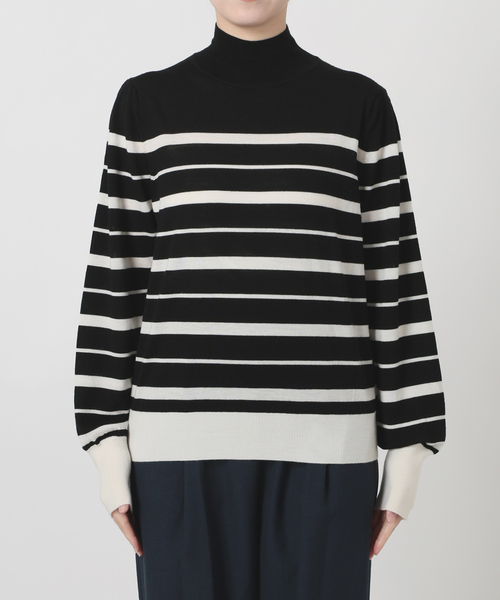 La TOTALITE（ラトータリテ）の「【洗える】ウォッシャブルウールフレンチボーダーニット（ニット/セーター・レディース・チャコールグレー/ブラック・FREE）」の3枚目の写真