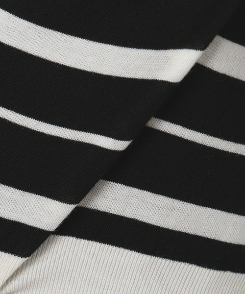 La TOTALITE（ラトータリテ）の「【洗える】ウォッシャブルウールフレンチボーダーニット（ニット/セーター・レディース・チャコールグレー/ブラック・FREE）」の4枚目の写真
