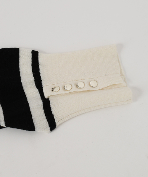 La TOTALITE（ラトータリテ）の「【洗える】ウォッシャブルウールフレンチボーダーニット（ニット/セーター・レディース・チャコールグレー/ブラック・FREE）」の5枚目の写真