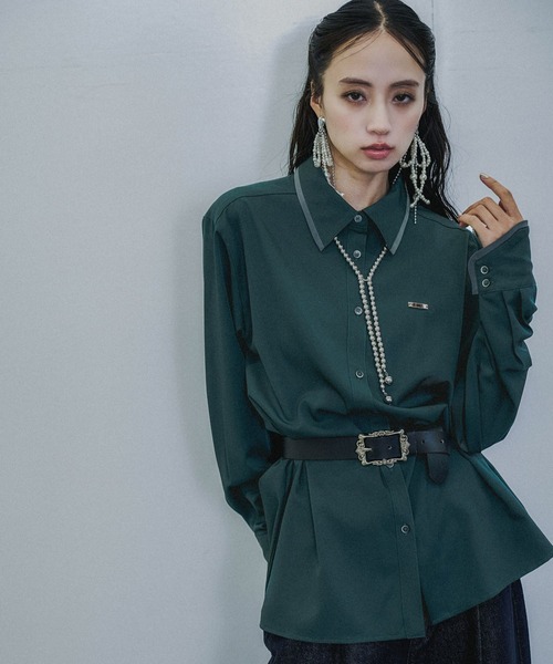 HARE（ハレ）の「ポイントカラーシャツ(HARE)（シャツ/ブラウス・レディース・ホワイト/グリーン/ブラック・FREE）」の3枚目の写真