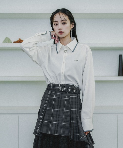 HARE（ハレ）の「ポイントカラーシャツ(HARE)（シャツ/ブラウス・レディース・ホワイト/グリーン/ブラック・FREE）」の8枚目の写真