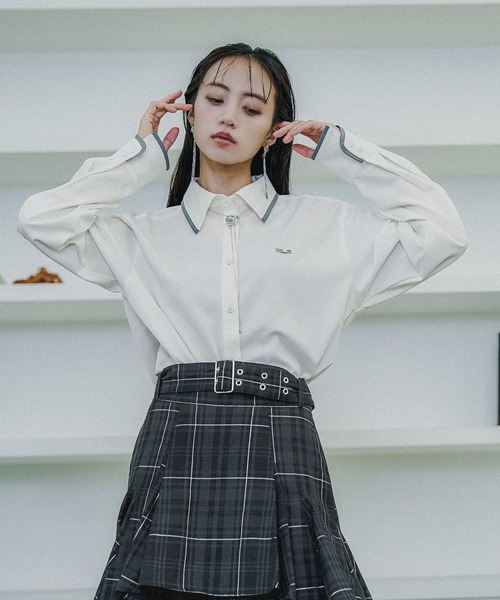 HARE（ハレ）の「ポイントカラーシャツ(HARE)（シャツ/ブラウス・レディース・ホワイト/グリーン/ブラック・FREE）」の9枚目の写真