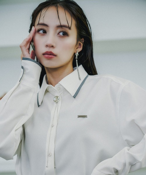 HARE（ハレ）の「ポイントカラーシャツ(HARE)（シャツ/ブラウス・レディース・ホワイト/グリーン/ブラック・FREE）」の10枚目の写真