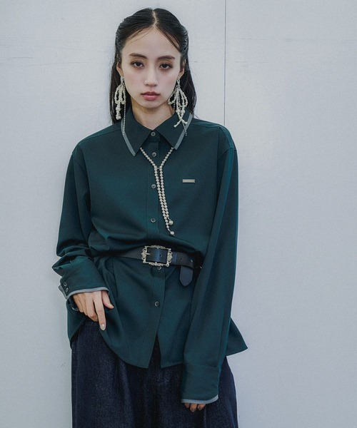 HARE（ハレ）の「ポイントカラーシャツ(HARE)（シャツ/ブラウス・レディース・ホワイト/グリーン/ブラック・FREE）」の13枚目の写真