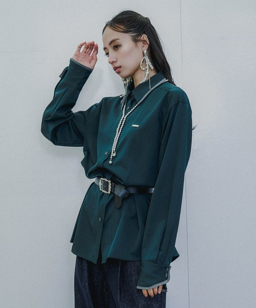 HARE（ハレ）の「ポイントカラーシャツ(HARE)（シャツ/ブラウス・レディース・ホワイト/グリーン/ブラック・FREE）」の14枚目の写真