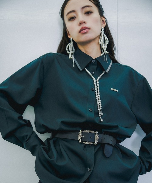 HARE（ハレ）の「ポイントカラーシャツ(HARE)（シャツ/ブラウス・レディース・ホワイト/グリーン/ブラック・FREE）」の17枚目の写真