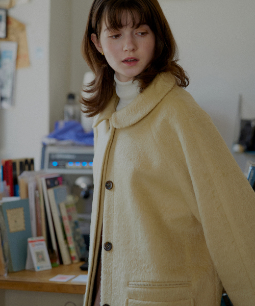 LETTER FROM MOON(レターフロムムーン)の「ヘアリーラウンドカラーウールハーフコート(マスタード)(チェスターコート・レディース・その他・FREE)」の6枚目の写真
