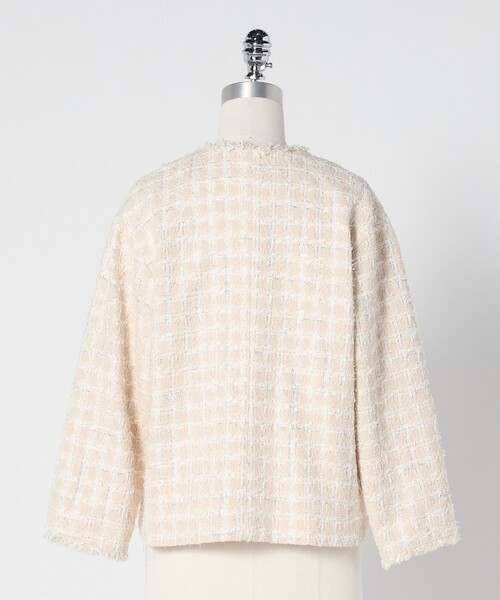 ファンシー ツイードライク ポケット ノーカラー ジャケット（ノー