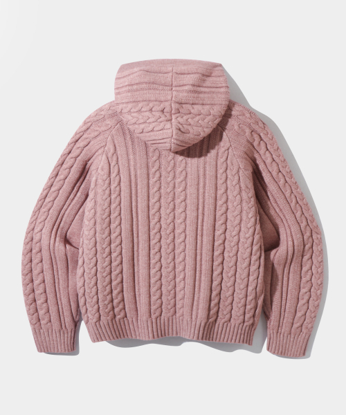 DIMITRI BLACK(ディミトリブラック)の「2WAYヘビーウェイトケーブルニットフードジップアップ_ダスティピンク(ニット/セーター・レディース・その他・LARGE/X-LARGE/MEDIUM)」の3枚目の写真