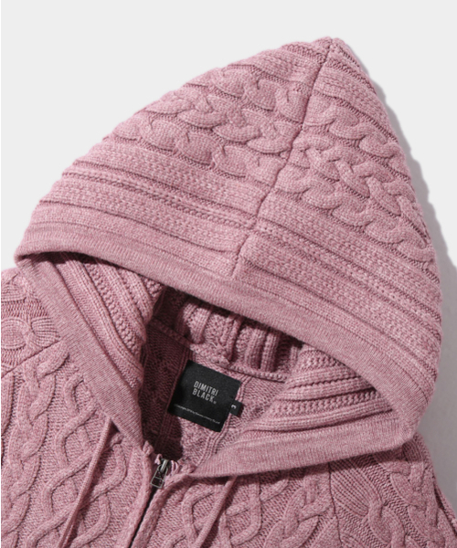 DIMITRI BLACK(ディミトリブラック)の「2WAYヘビーウェイトケーブルニットフードジップアップ_ダスティピンク(ニット/セーター・レディース・その他・LARGE/X-LARGE/MEDIUM)」の5枚目の写真