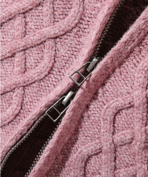 DIMITRI BLACK(ディミトリブラック)の「2WAYヘビーウェイトケーブルニットフードジップアップ_ダスティピンク(ニット/セーター・レディース・その他・LARGE/X-LARGE/MEDIUM)」の6枚目の写真