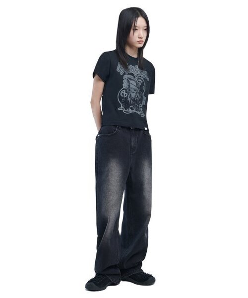 NOMANUAL(NOMANUAL)の「WASHED DENIM PANTS - BLACK(デニムパンツ・レディース・その他・SMALL/MEDIUM/LARGE/X-SMALL)」の5枚目の写真