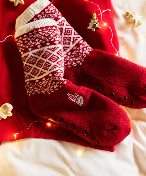 THE NORTH FACE(ザノースフェイス)の「THE NORTH FACE/ザ・ノース・フェイス Nuptse Bootie Socks SE ヌプシ ブーティ ソックス(ソックス/靴下・メンズ・レッド/ネイビー・MEDIUM/SMALL)」の3枚目の写真