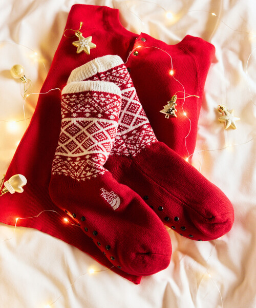 THE NORTH FACE(ザノースフェイス)の「THE NORTH FACE/ザ・ノース・フェイス Nuptse Bootie Socks SE ヌプシ ブーティ ソックス(ソックス/靴下・メンズ・レッド/ネイビー・MEDIUM/SMALL)」の11枚目の写真