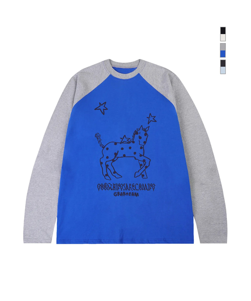 GRAVER（グレーバー）の「[ユニセックス]ドットポニー ヴィンテージ ロングスリーブ Tシャツ_5カラー（Tシャツ/カットソー・レディース・スカイブルー/インディゴブルー/アイボリー/ホワイト/ブラック・MEDIUM/LARGE）」の5枚目の写真