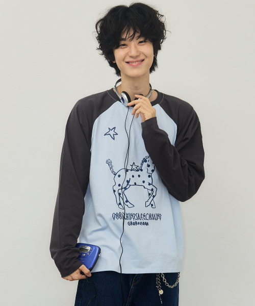 GRAVER（グレーバー）の「[ユニセックス]ドットポニー ヴィンテージ ロングスリーブ Tシャツ_5カラー（Tシャツ/カットソー・レディース・スカイブルー/インディゴブルー/アイボリー/ホワイト/ブラック・MEDIUM/LARGE）」の9枚目の写真