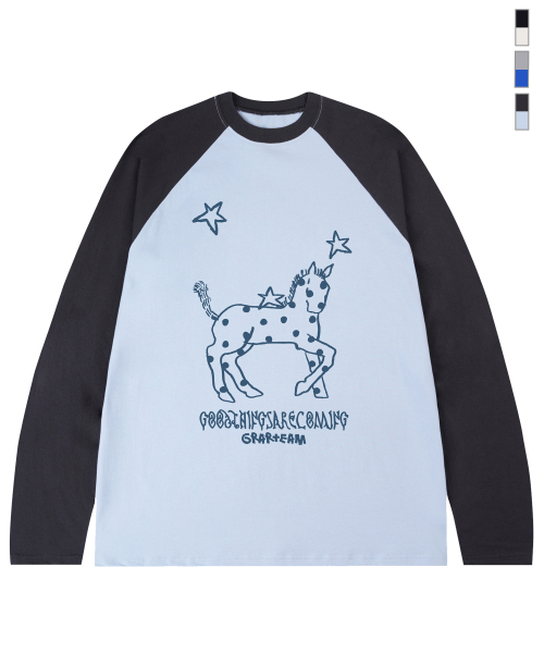 GRAVER（グレーバー）の「[ユニセックス]ドットポニー ヴィンテージ ロングスリーブ Tシャツ_5カラー（Tシャツ/カットソー・レディース・スカイブルー/インディゴブルー/アイボリー/ホワイト/ブラック・MEDIUM/LARGE）」の12枚目の写真