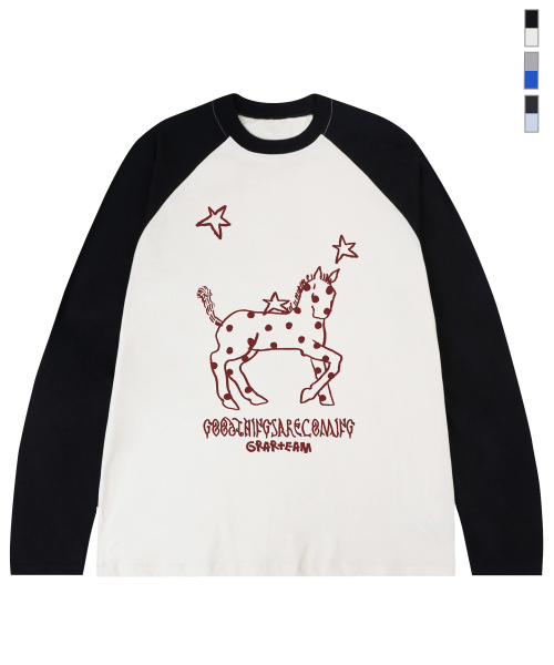 GRAVER（グレーバー）の「[ユニセックス]ドットポニー ヴィンテージ ロングスリーブ Tシャツ_5カラー（Tシャツ/カットソー・レディース・スカイブルー/インディゴブルー/アイボリー/ホワイト/ブラック・MEDIUM/LARGE）」の13枚目の写真