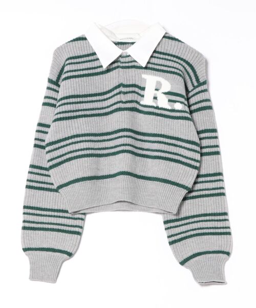 REDYAZEL(レディアゼル)の「R.カレッジポロニットプルオーバー(ニット/セーター・レディース・ネイビー/レッド/ブラウン/ライトグレー・FREE)」の11枚目の写真