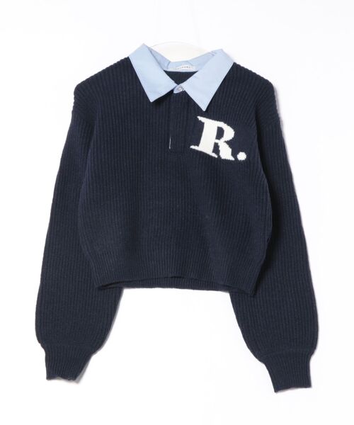 REDYAZEL(レディアゼル)の「R.カレッジポロニットプルオーバー(ニット/セーター・レディース・ネイビー/レッド/ブラウン/ライトグレー・FREE)」の9枚目の写真