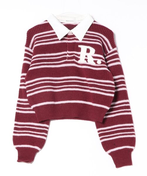 REDYAZEL(レディアゼル)の「R.カレッジポロニットプルオーバー(ニット/セーター・レディース・ネイビー/レッド/ブラウン/ライトグレー・FREE)」の12枚目の写真