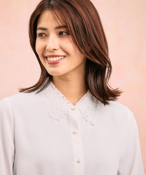 GLOBAL WORK(グローバルワーク)の「キレイつづく襟2WAYブラウス/581011(シャツ/ブラウス・レディース・ブラック/グレイッシュベージュ/オフホワイト・SMALL/MEDIUM/LARGE)」の12枚目の写真