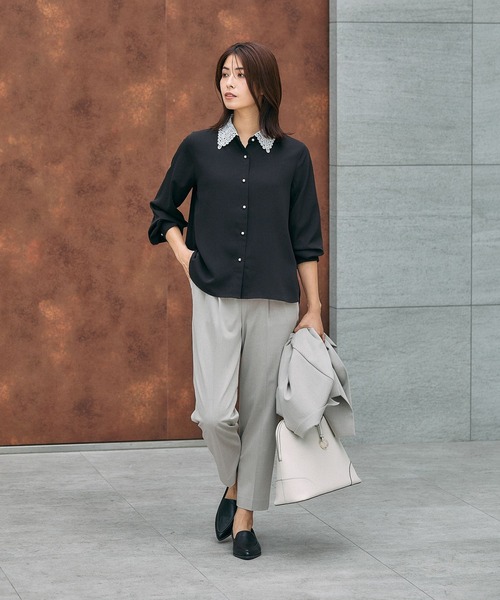 GLOBAL WORK(グローバルワーク)の「キレイつづく襟2WAYブラウス/581011(シャツ/ブラウス・レディース・ブラック/グレイッシュベージュ/オフホワイト・SMALL/MEDIUM/LARGE)」の13枚目の写真