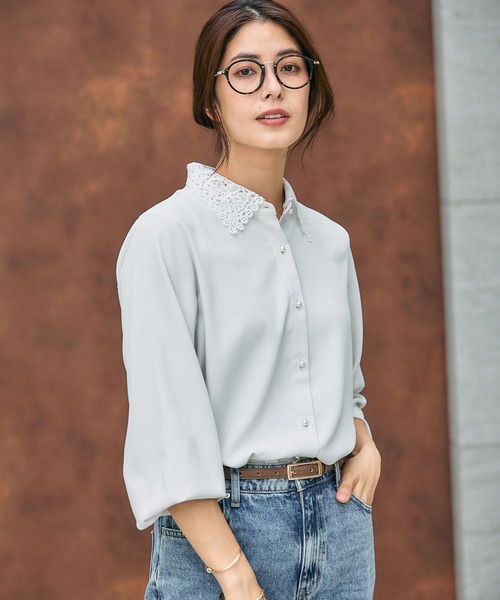 GLOBAL WORK(グローバルワーク)の「キレイつづく襟2WAYブラウス/581011(シャツ/ブラウス・レディース・ブラック/グレイッシュベージュ/オフホワイト・SMALL/MEDIUM/LARGE)」の22枚目の写真