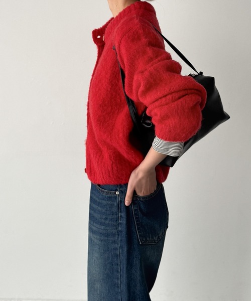 CANAL JEAN（キャナルジーン）の「El mar　アルパカ混ヘアリークルーカーディガン（カーディガン/ボレロ・レディース・レッド・ONE SIZE）」の2枚目の写真