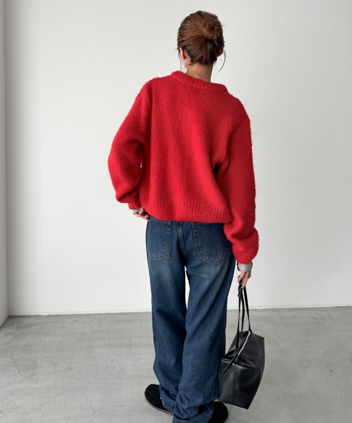 CANAL JEAN（キャナルジーン）の「El mar　アルパカ混ヘアリークルーカーディガン（カーディガン/ボレロ・レディース・レッド・ONE SIZE）」の4枚目の写真