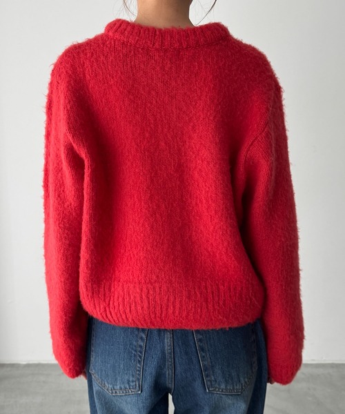 CANAL JEAN（キャナルジーン）の「El mar　アルパカ混ヘアリークルーカーディガン（カーディガン/ボレロ・レディース・レッド・ONE SIZE）」の8枚目の写真