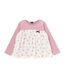 BeBe（ベベ）の「【お揃い】シャツコールGirlyフラワープリントドッキングプルオーバー(80~140cm)（スウェット）」