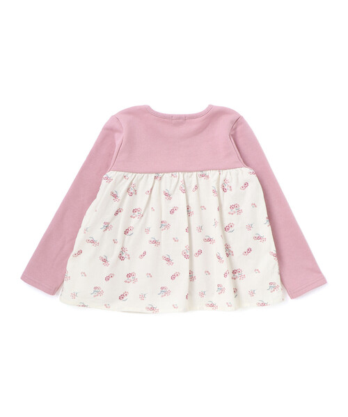 BeBe(ベベ)の「【お揃い】シャツコールGirlyフラワープリントドッキングプルオーバー(スウェット・キッズ・ピンク系その他・140cm/120cm/130cm/110cm)」の2枚目の写真