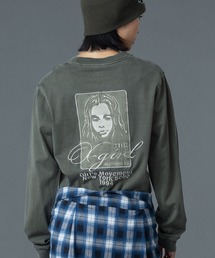 X-girl | PIGMENT DYED FACE AND LOGO SQUARE PATCH L/S TEE(Tシャツ/カットソー)
