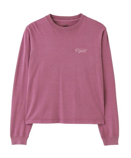 X-girl（エックスガール）の「PIGMENT DYED FACE AND LOGO SQUARE PATCH L/S TEE（Tシャツ/カットソー・レディース・ピンク/ブラック/オリーブ・S/M/L）」の8枚目の写真