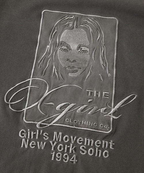 X-girl（エックスガール）の「PIGMENT DYED FACE AND LOGO SQUARE PATCH L/S TEE（Tシャツ/カットソー・レディース・ピンク/ブラック/オリーブ・S/M/L）」の14枚目の写真