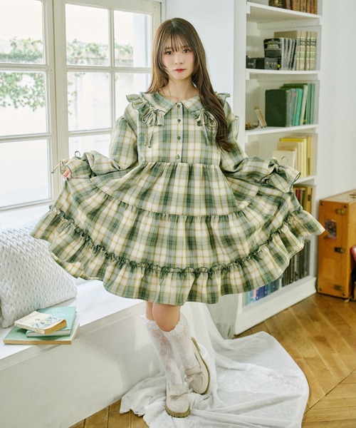 ♡24時間以内発送♡ クティールとレトロ アソートティアードリボンミニワンピース クティールとレトロ】【セット着用可】アソートティアードリボンミニ
