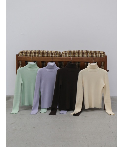 Katrin TOKYO(カトリーントーキョー)の「color rib turtle knit(ニット/セーター・レディース・ダークブラウン系/グリーン/パープル/アイボリー・FREE/XS)」の6枚目の写真