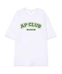 [オーバーサイズ]エイピークラブ 13番手 綿 ラウンドネック 半袖Tシャツ_ホワイト