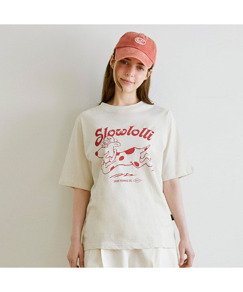 SLOWLOLLI(スローローリ)の「Rolling puppy t-shirt_3 Colors(Tシャツ/カットソー・レディース・ホワイト/Beige/ミント・FREE)」の2枚目の写真