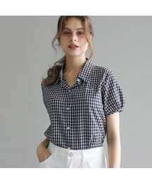 Seersucker check short-sleeve shirt_2 Colors