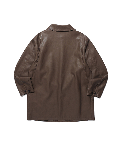 NICE GHOST CLUB(ナイスゴーストクラブ)の「PU LEATHER WORK CAR COAT_BROWN(NG2FFUB840A)(ライダースジャケット・レディース・ブラウン・SMALL/MEDIUM/LARGE)」の2枚目の写真